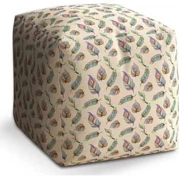 Taburet Taburet Kostka Paví peříčka: 40x40x40 cm - Sablio