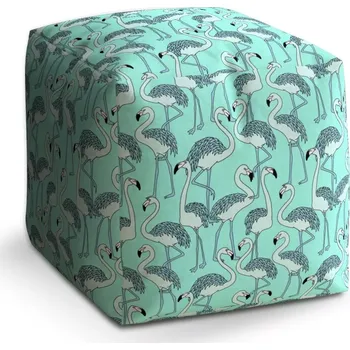 Taburet Taburet Kostka Plameňáci: 40x40x40 cm - Sablio