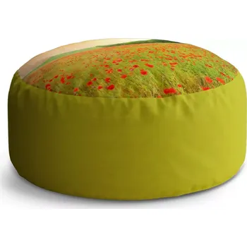 Sedací pytel Kulatý taburet Circle Pole vlčích máků: 38x48 cm - Sablio