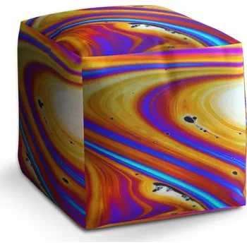 Taburet Taburet Kostka Barevná abstrakce: 40x40x40 cm - Sablio