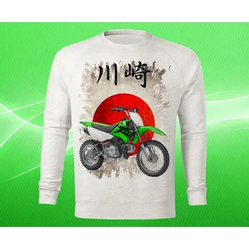 Pánská mikina mikina Kawasaki KLX pánská 3XL (mikina s motorkou světle šedý melír)