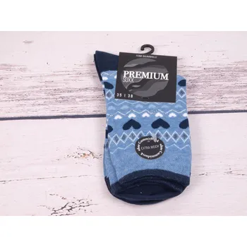 Dámské ponožky CNB BERLIN ponožky DE 34262 modré se vzorkem srdíček velikosti ponožek: 26-28 (EUR vel. 39-42)