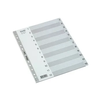 Archivační box Bantex, Rejstřík, PP, A4, 1-12, šedá