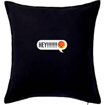 Polštář Emoji - Hey !!!!! - Polštář 50x50 - 50x50 - Pouze potah ( Černá )
