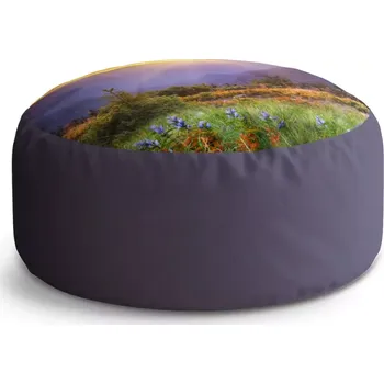 Sedací pytel Kulatý taburet Circle Západ slunce nad lesem: 38x48 cm - Sablio