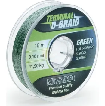 Mivardi návazcová šňůrka Terminal D-Braid - Green 0,08 mm 15 m