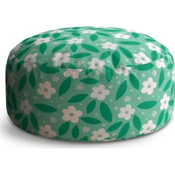 Sedací pytel Kulatý taburet Circle Bílé květy s lístky: 38x48 cm - Sablio