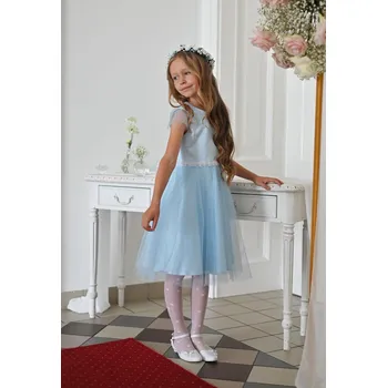 Dívčí šaty Dívčí luxusní šaty Klára modré s tylem MK43 (Klara modrá 166)