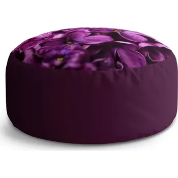 Sedací pytel Kulatý taburet Circle Fialové květy: 38x48 cm - Sablio