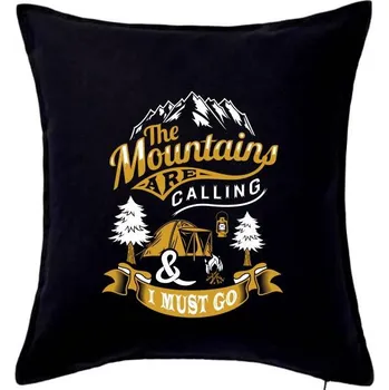 Polštář The Mountains are Calling Camping - Polštář 50x50 - 50x50 - Pouze potah ( Černá )
