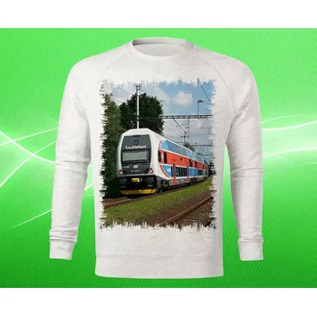 Pánská mikina mikina s lokomotivou 971 025-2 dámská M (mikina s vlakem světle šedý melír)