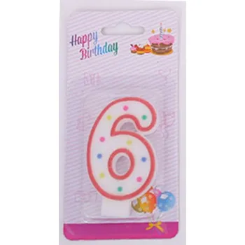 Dortová svíčka MrHome Dortová svíčka "číslice" 6 v bílé barvě