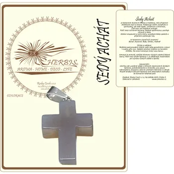 Přívěsek EX Herbis AHDL Přívěšek křížek Šedý Achát 3 cm YCL40