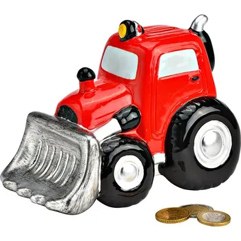 Žertovný předmět Keramická pokladnička Traktor s lopatou