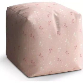 Taburet Taburet Kostka Bílé a růžové květy: 40x40x40 cm - Sablio