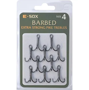 Rybářský háček E-SOX trojháčky X-Strong Pike Trebles Barbed vel. 4
