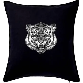 Polštář Tygr trošku naštvaný - Polštář 50x50 - 50x50 - Pouze potah ( Černá )