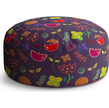 Sedací pytel Kulatý taburet Circle Nakreslené květiny: 38x48 cm - Sablio