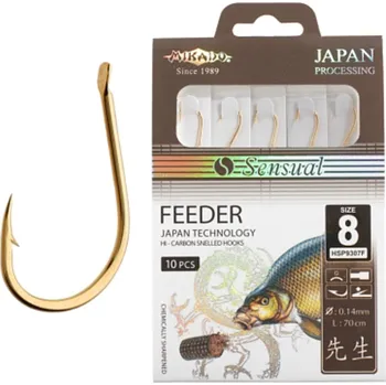 Mikado navázáné Háčky SENSUAL FEEDER vel. 6 G zlatý 0.14mm 50cm 10ks