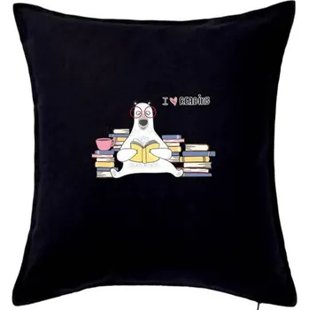Polštář I love reading medvěd - Polštář 50x50 - 50x50 - Pouze potah ( Černá )