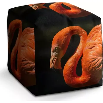 Taburet Taburet Kostka Plameňák: 40x40x40 cm - Sablio