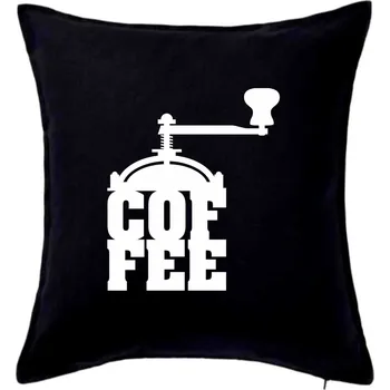Polštář Coffee mlýnek - Polštář 50x50 - 50x50 - Pouze potah ( Černá )