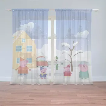 Záclona Záclony Prasátko Pepina Zima: 2 ks - 150x250 cm - Sablio