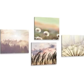 Obraz Dovido Set obrazů klidná krajina s pampeliškou