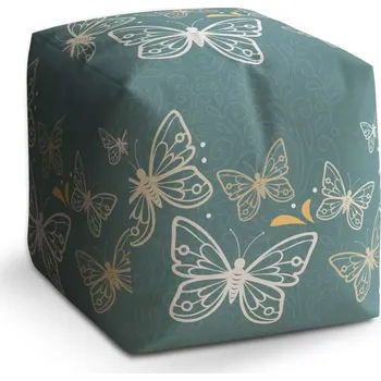 Taburet Taburet Kostka Motýli: 40x40x40 cm - Sablio