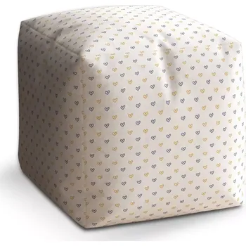 Taburet Taburet Kostka Malované srdce na bílé: 40x40x40 cm - Sablio