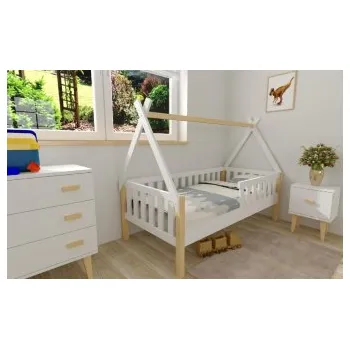 Postel Postel z masivu Pavlík 80/160 + rošt ZDARMA - bílá + přírodní