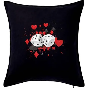 Polštář Poker kostky splash - Polštář 50x50 - 50x50 - Pouze potah ( Černá )