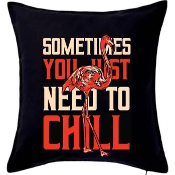 Polštář Flamingo chill - Polštář 50x50 - 50x50 - Včetně výplně ( Černá )