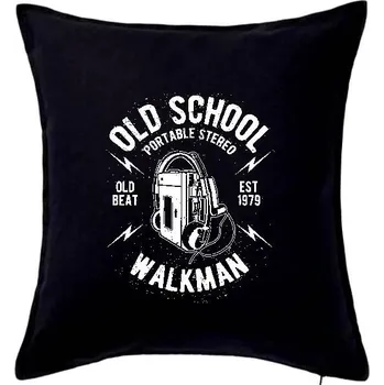 Polštář Old School Walkman - Polštář 50x50 - 50x50 - Pouze potah ( Černá )