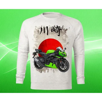 Pánská mikina mikina Kawasaki Ninja ZX 6R dámská M (mikina s motorkou světle šedý melír)