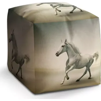 Taburet Taburet Kostka Bílý kůň 2: 40x40x40 cm - Sablio