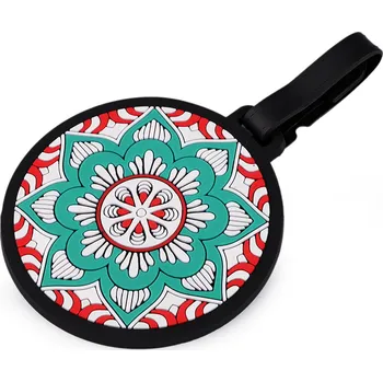 Náramek Jmenovka / visačka na kufr mandala, malé, 2 tyrkys