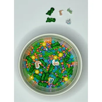 Jedlá dekorace na dort Lucie´s Sprinkles Veselý dinosauří mix 90g: 90g