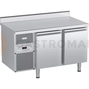 Chladicí stůl s agregátem a plnými dveřmi, zadní lištou a okapovou lištou 1325x600x850 mm | DORA METAL, DM-S-94002
