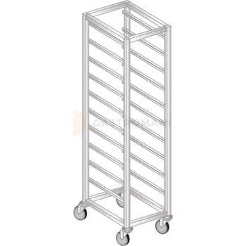 Přepravní vozík z nerezové oceli na nádoby, tácy a plechy 600x660x1600 mm | DORA METAL, DM-3322 K