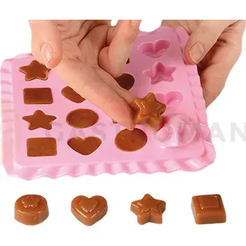 Kuchyňská sůl Forma na želé, bonbóny, čokoládky - srdíčka, hvězdy, kruhy, čtverce, 16x 3,5 ml - Ec03 Sweet Treats Slim | SILIKOMART, EasyChoc
