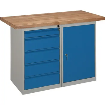 Dílenský stůl DÍLENSKÝ STŮL PROFI 1200 mm + zásuvkový kontejner + skříňka IG159