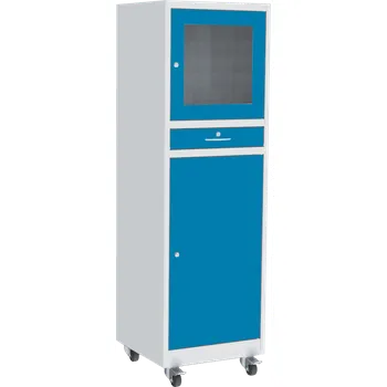 PC skříň Počítačová skříň PCS02A, na kolečkách, šedá/modrá