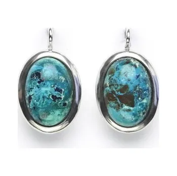 Náušnice Stříbrné náušnice, přírodní kámen chryzokol světlý - NK 1454 (chryzokol 14x10 mm)