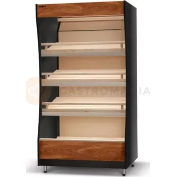 Modul pro regál pekařský s dřevěným opláštěním, osvětlení LED, horní osvětlení, bukové police nakloněné, 1800x1000x1980 mm | RAPA, RP-B1