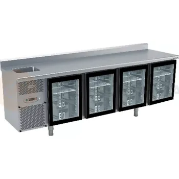 Chaldící stůl s agregátem, skleněnými dveřmi a dřezem 2325x600x850 mm | DORA METAL, DM-91008