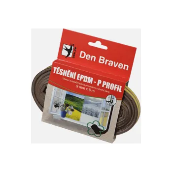 Těsnění do okna a dveří Den Braven - Těsnicí profil z EPDM pryže, P profil, 9 mm x 5,5 mm x 100 m, hnědý B478RL