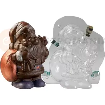 Čokoládová tyčinka Forma na 3D figurky - Santa Claus s medvídkem, 180 mm - MAC170S | MARTELLATO, 3D Christmas
