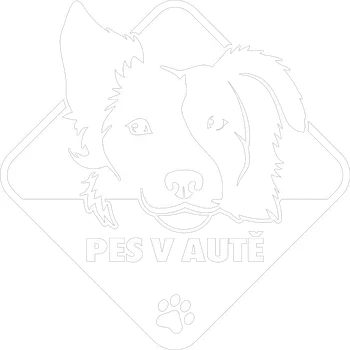 Samolepicí dekorace na vozidlo Pes v autě Border kolie samolepka na auto - zelená tmavá / 15x15 cm