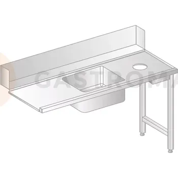 Počítačový stůl Stůl pro nakládání do myčky nádobí z nerezové oceli s otvorem na odpad a dřezem 1400x760x850 mm | DORA METAL, DM-3268